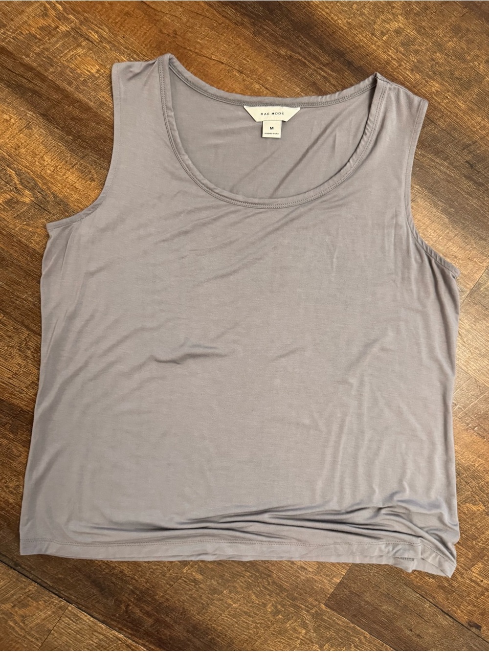 Rae Mode Lounge Set Medium Gray Soft Rayon Tank & Shorts 2 Piece Pajamas Pockets - Picture 3 of 9